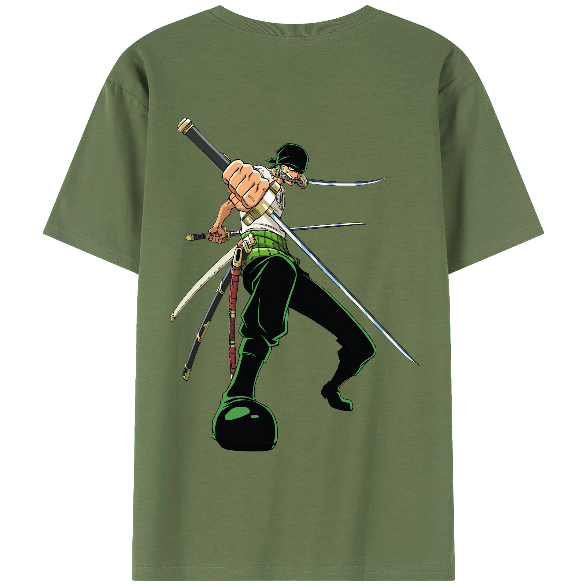 ワンピース ロロノア・ゾロ ONE PIECE Roronoa Zoro 綿100％ メンズ半袖Tシャツ（バックプリント） 通気性